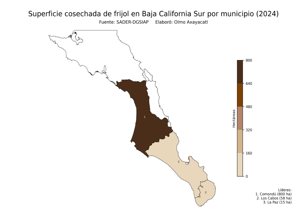 México Producción Agrícola Frijol Baja California Sur (superficie cosechada)