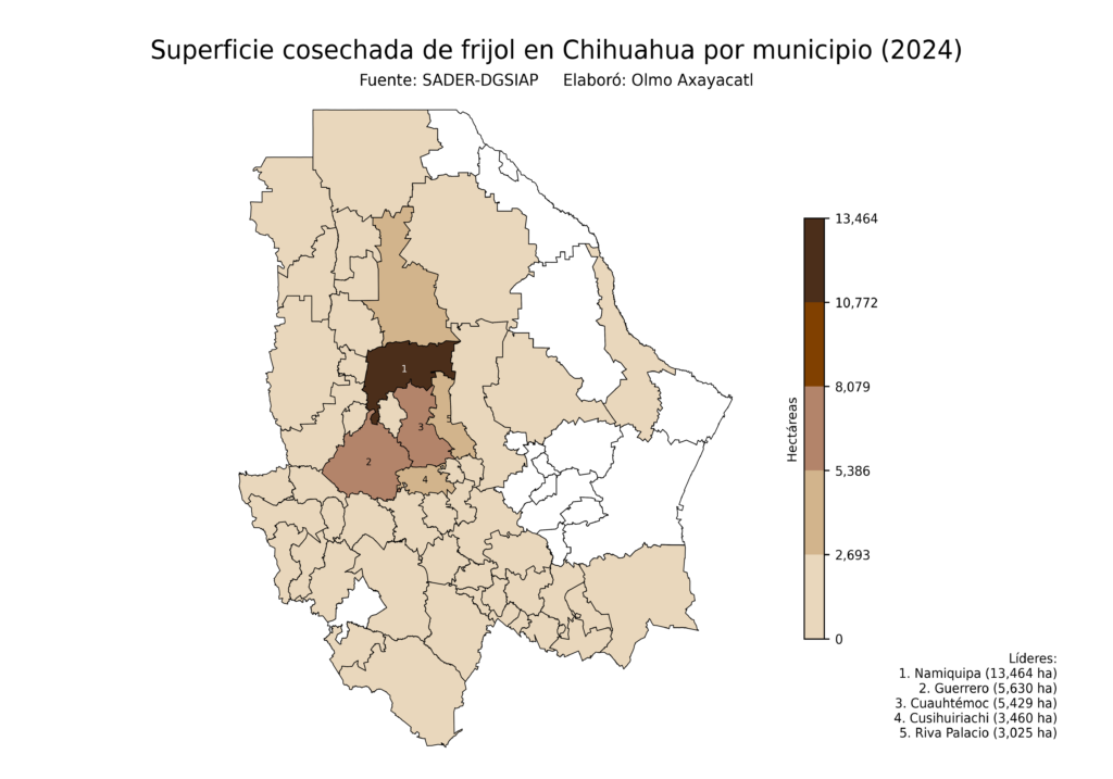 México Producción Agrícola Frijol Chihuahua (superficie cosechada)