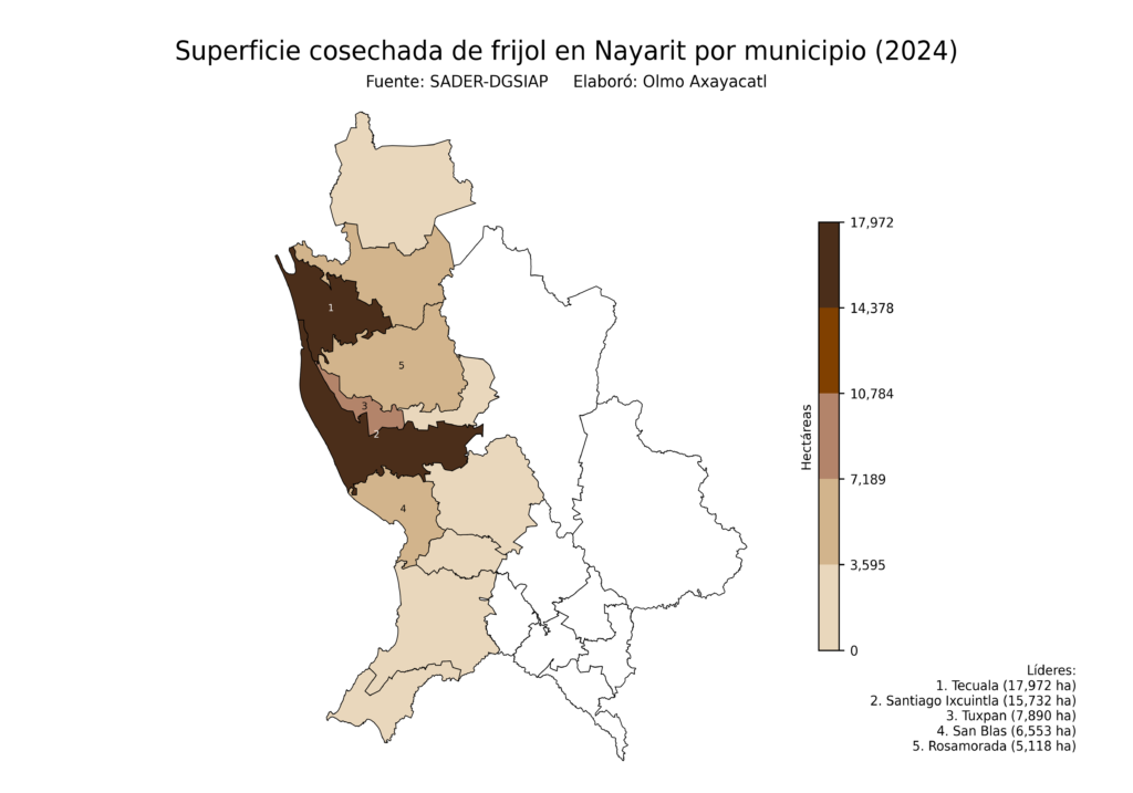 México Producción Agrícola Frijol Nayarit (superficie cosechada)